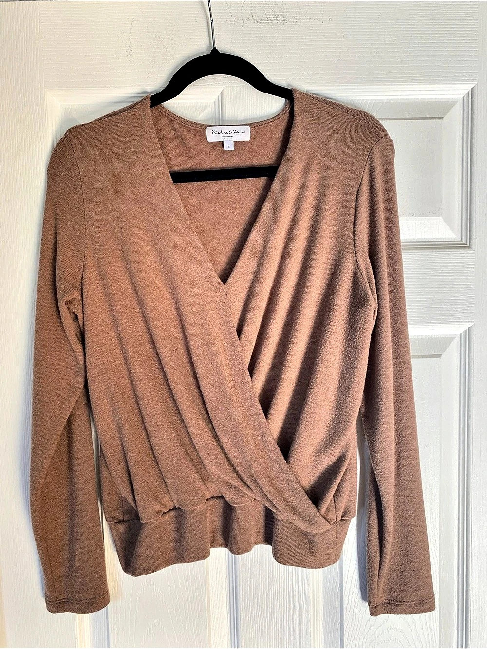 Michael Stars Wrap Front V-Neck Sweater in Brown Size Small Great condition